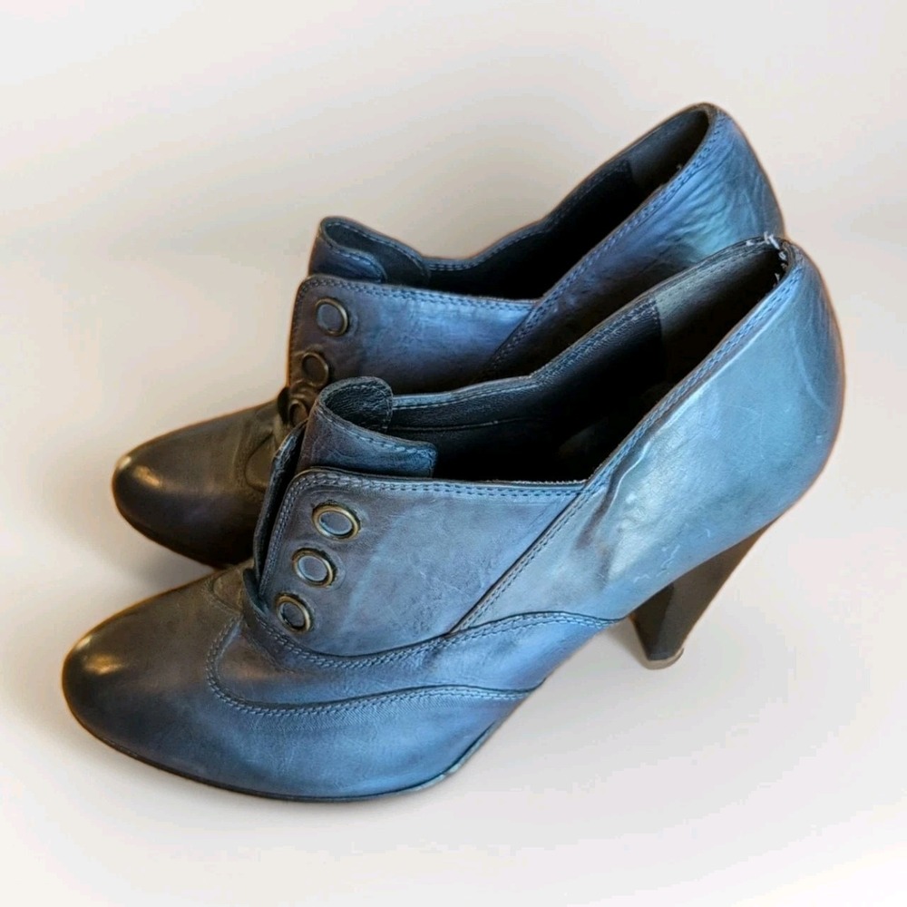 Francesco Morichetti Womens Leather Ankle Bootie 4" Heels Navy Size Eur 39 US 8‎